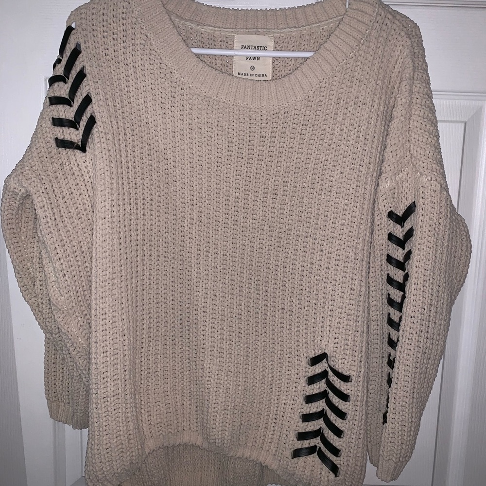 ✰knit sweater with leather details✰